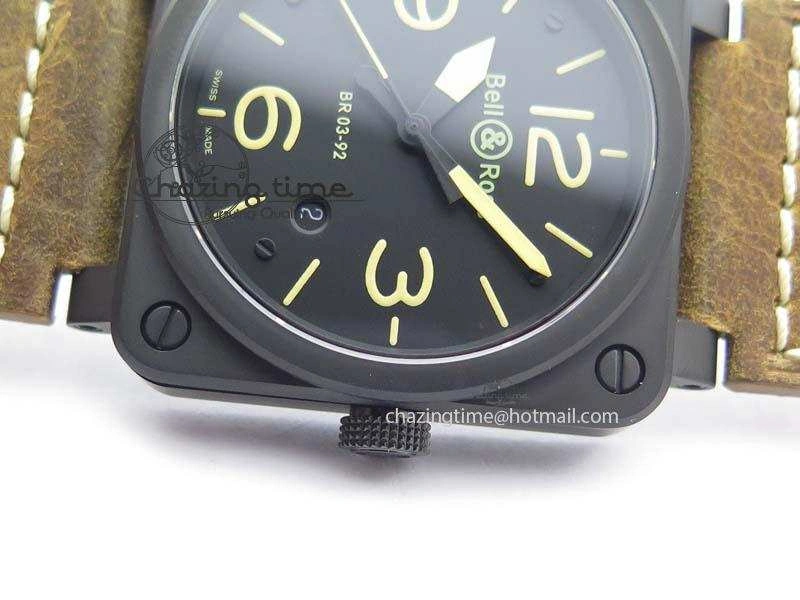 ComfortFit BR 03-92 PVD Case Black Dial 42.5mm On Leather Strap MIYOTA 9015 V 5228