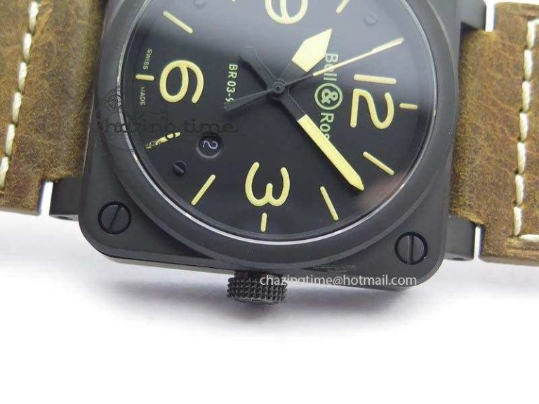 ComfortFit BR 03-92 PVD Case Black Dial 42.5mm On Leather Strap MIYOTA 9015 V 5228