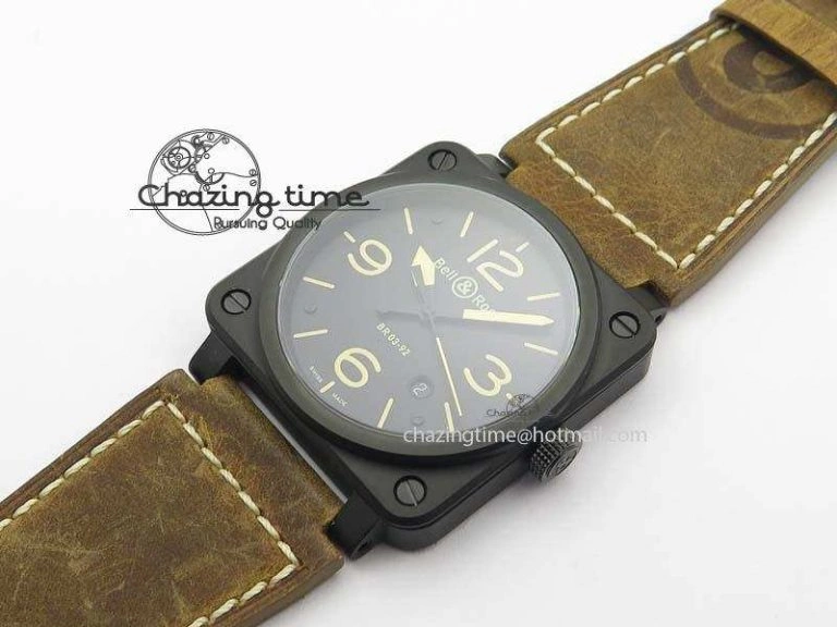 ComfortFit BR 03-92 PVD Case Black Dial 42.5mm On Leather Strap MIYOTA 9015 V 5228