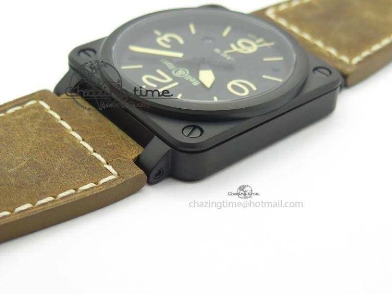 ComfortFit BR 03-92 PVD Case Black Dial 42.5mm On Leather Strap MIYOTA 9015 V 5228