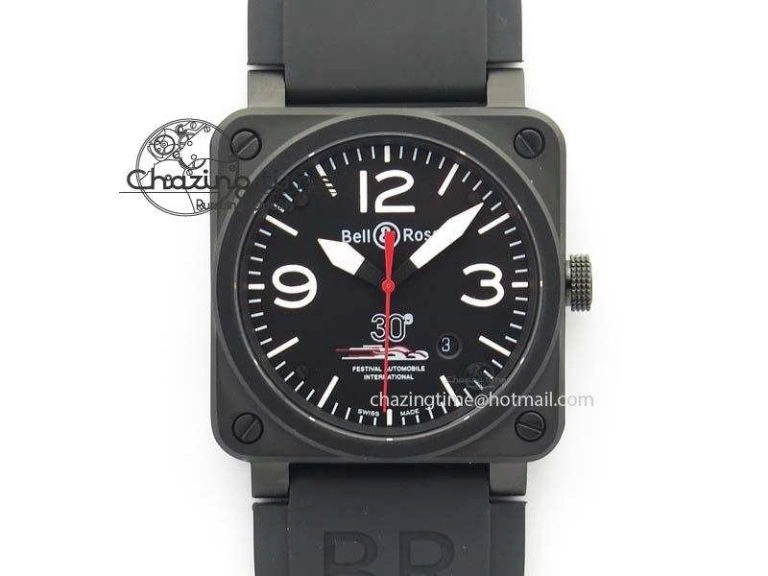 BR 03-92 PVD Case Black Dial Blue Number 42.5mm On Rubber Strap MIYOTA 9015 V AllSeason 5247