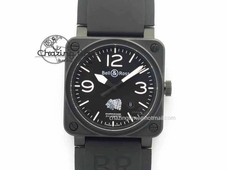 BR 03-92 PVD Case Black Dial Blue Number 42.5mm On Rubber Strap MIYOTA 9015 V AllSeason 5247