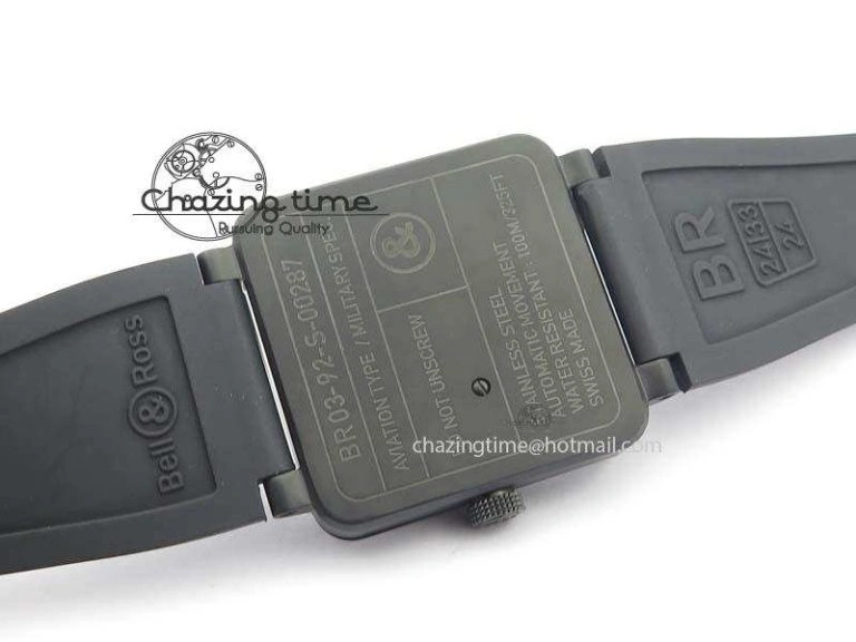BR 03-92 PVD Case Black Dial Blue Number 42.5mm On Rubber Strap MIYOTA 9015 V AllSeason 5247