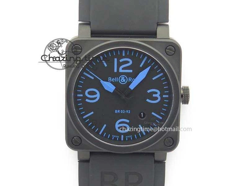 BR 03-92 PVD Case Black Dial Blue Number 42.5mm On Rubber Strap MIYOTA 9015 V AllSeason 5247