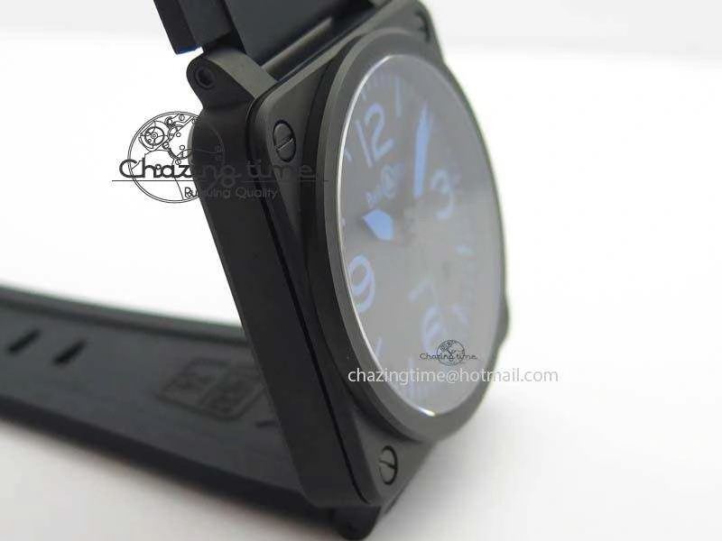 BR 03-92 PVD Case Black Dial Blue Number 42.5mm On Rubber Strap MIYOTA 9015 V AllSeason 5247