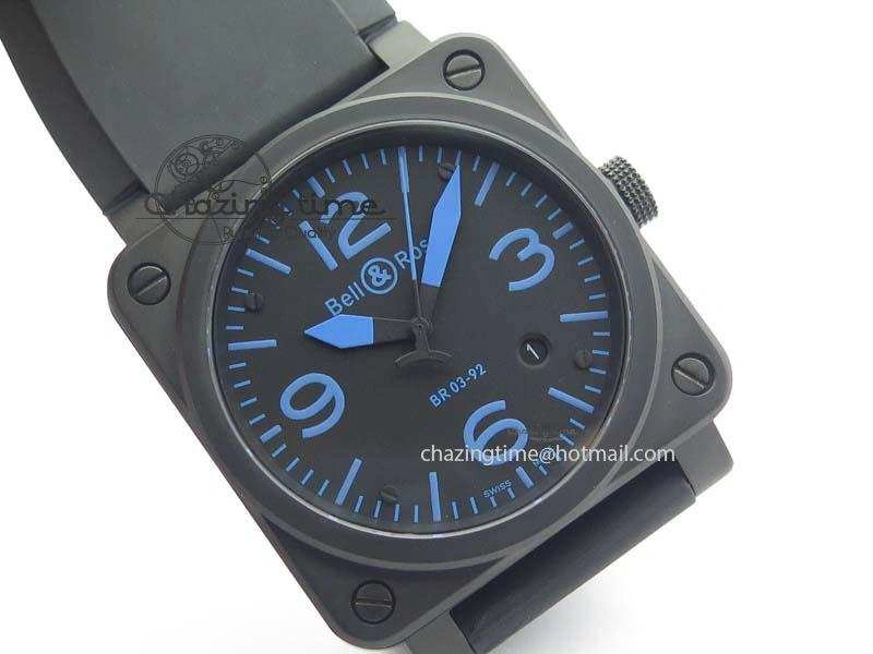 BR 03-92 PVD Case Black Dial Blue Number 42.5mm On Rubber Strap MIYOTA 9015 V AllSeason 5247