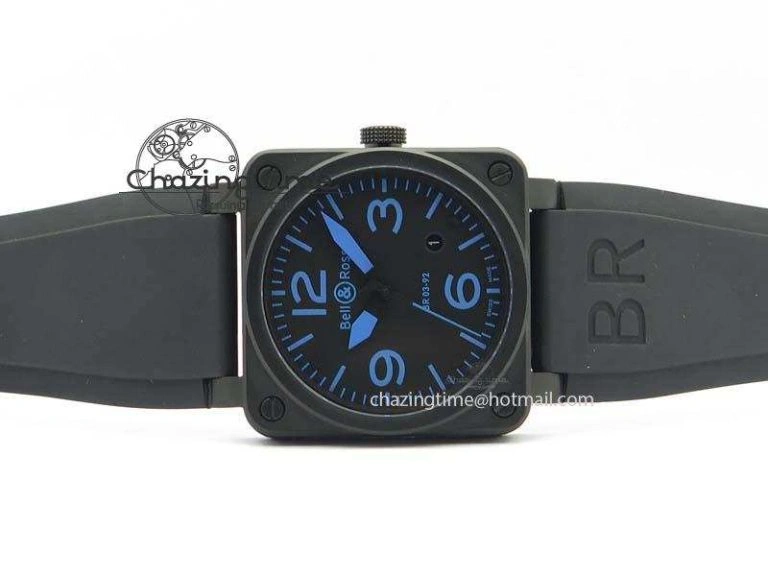 BR 03-92 PVD Case Black Dial Blue Number 42.5mm On Rubber Strap MIYOTA 9015 V AllSeason 5247
