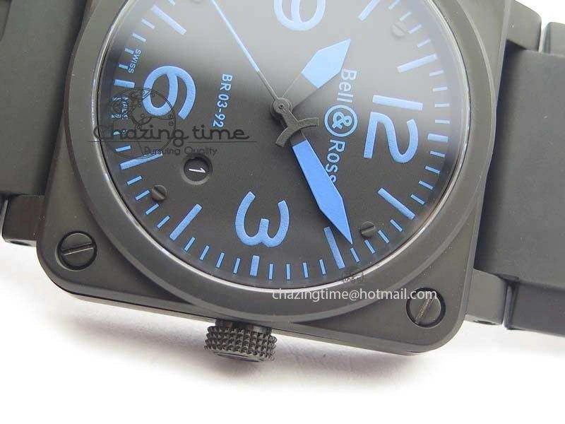 BR 03-92 PVD Case Black Dial Blue Number 42.5mm On Rubber Strap MIYOTA 9015 V AllSeason 5247