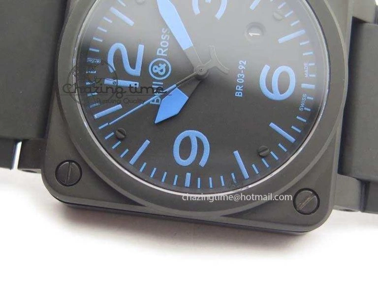 BR 03-92 PVD Case Black Dial Blue Number 42.5mm On Rubber Strap MIYOTA 9015 V AllSeason 5247