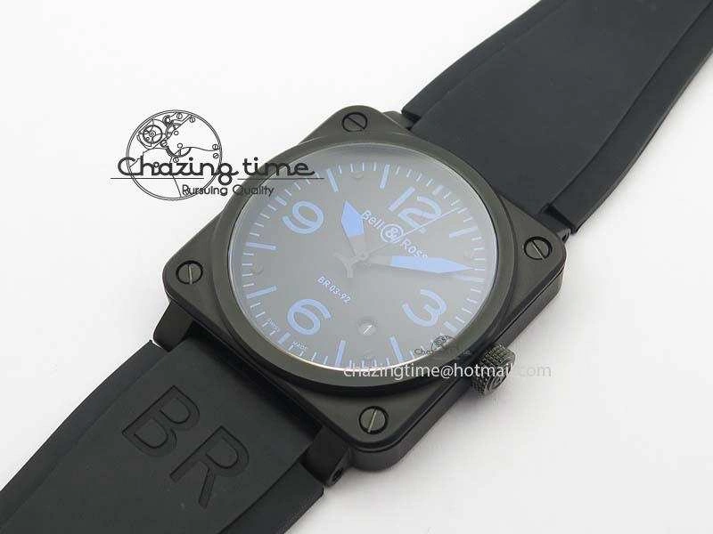 BR 03-92 PVD Case Black Dial Blue Number 42.5mm On Rubber Strap MIYOTA 9015 V AllSeason 5247