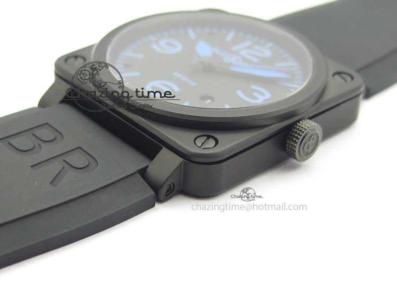 BR 03-92 PVD Case Black Dial Blue Number 42.5mm On Rubber Strap MIYOTA 9015 V AllSeason 5247