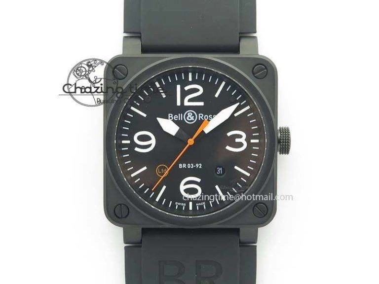 Tailored BR 03-92 PVD Case Black Dial Orange Sec Hand 42.5mm On Rubber Strap MIYOTA 9015 V 5226