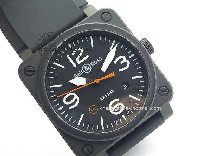Tailored BR 03-92 PVD Case Black Dial Orange Sec Hand 42.5mm On Rubber Strap MIYOTA 9015 V 5226