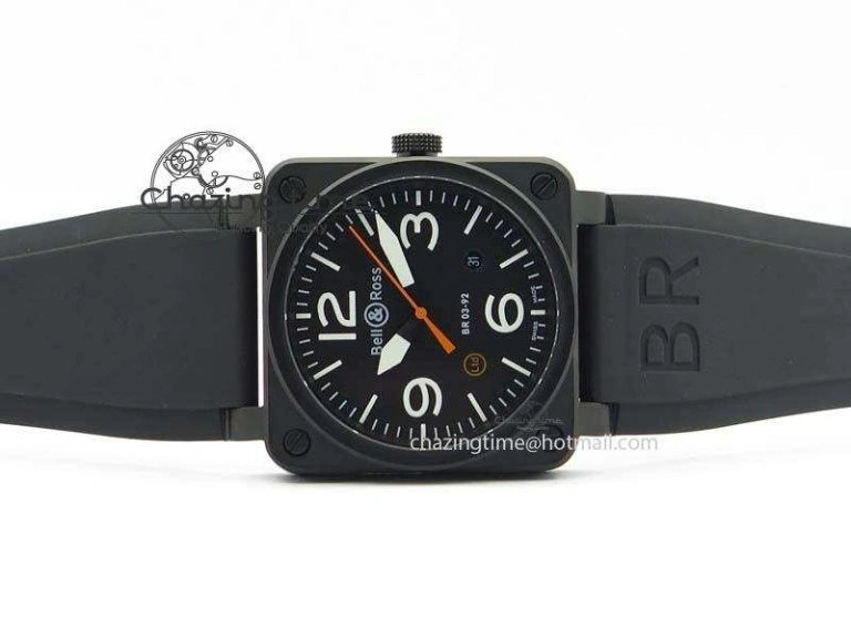 Tailored BR 03-92 PVD Case Black Dial Orange Sec Hand 42.5mm On Rubber Strap MIYOTA 9015 V 5226