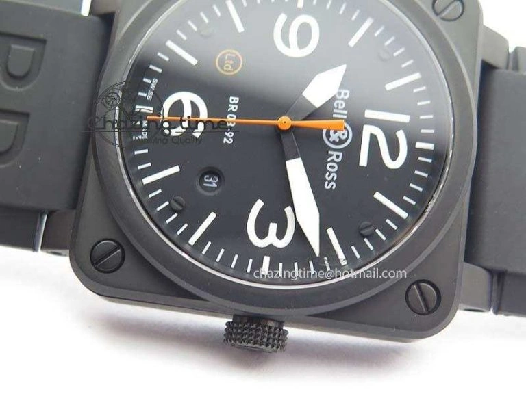 Tailored BR 03-92 PVD Case Black Dial Orange Sec Hand 42.5mm On Rubber Strap MIYOTA 9015 V 5226