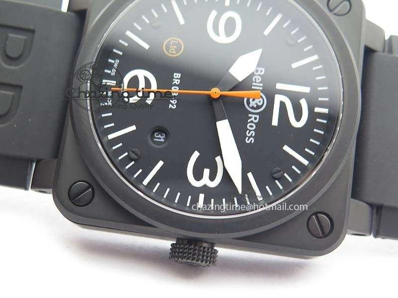 Tailored BR 03-92 PVD Case Black Dial Orange Sec Hand 42.5mm On Rubber Strap MIYOTA 9015 V 5226