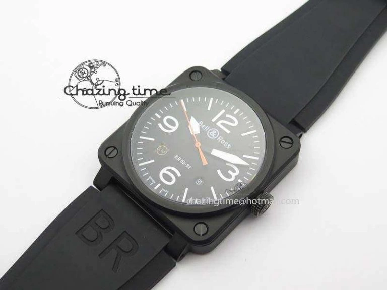 Tailored BR 03-92 PVD Case Black Dial Orange Sec Hand 42.5mm On Rubber Strap MIYOTA 9015 V 5226