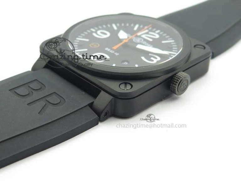 Tailored BR 03-92 PVD Case Black Dial Orange Sec Hand 42.5mm On Rubber Strap MIYOTA 9015 V 5226