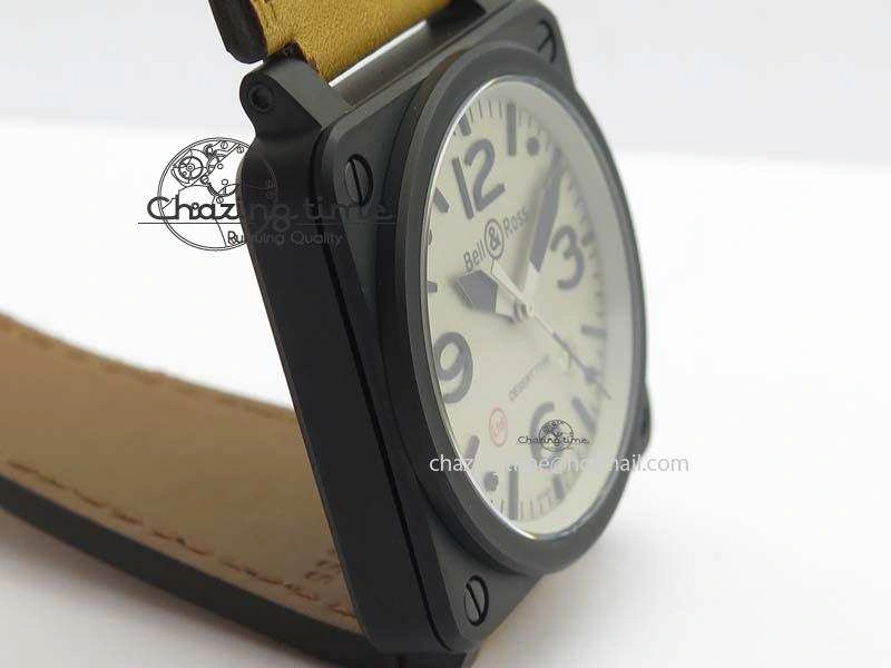 BR 03-92 PVD Case Cream Dial 42.5mm On Leather Strap MIYOTA 9015 V Fashionable 5236