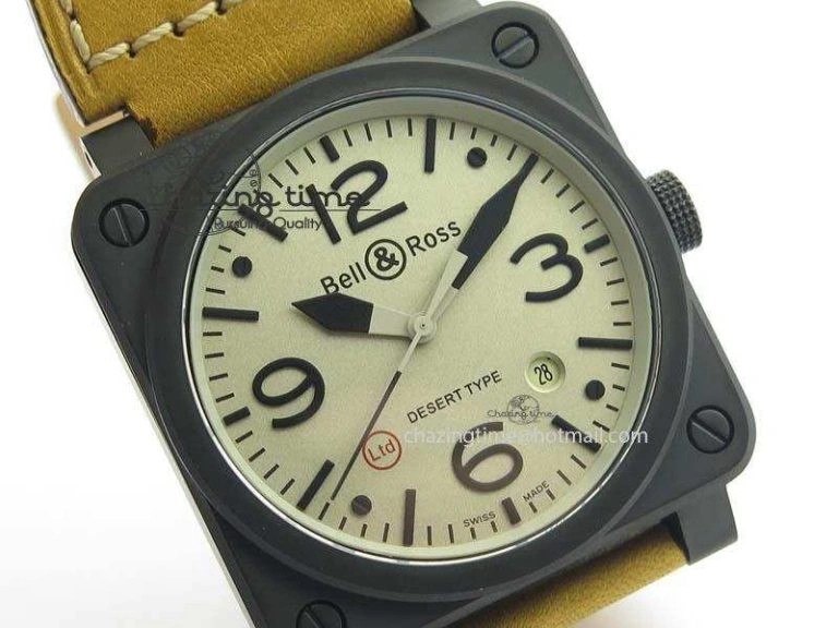BR 03-92 PVD Case Cream Dial 42.5mm On Leather Strap MIYOTA 9015 V Fashionable 5236