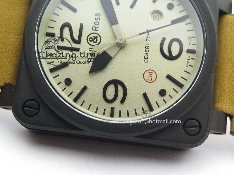 BR 03-92 PVD Case Cream Dial 42.5mm On Leather Strap MIYOTA 9015 V Fashionable 5236