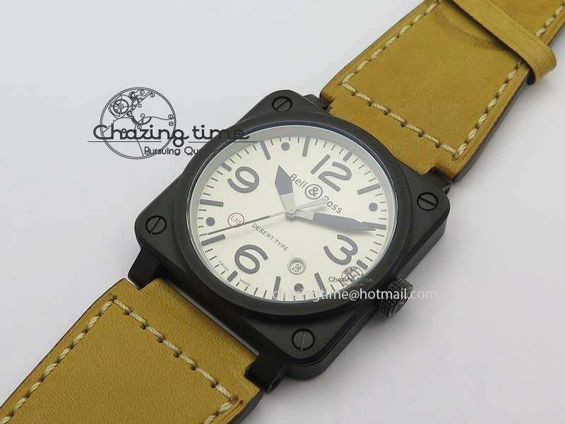 BR 03-92 PVD Case Cream Dial 42.5mm On Leather Strap MIYOTA 9015 V Fashionable 5236