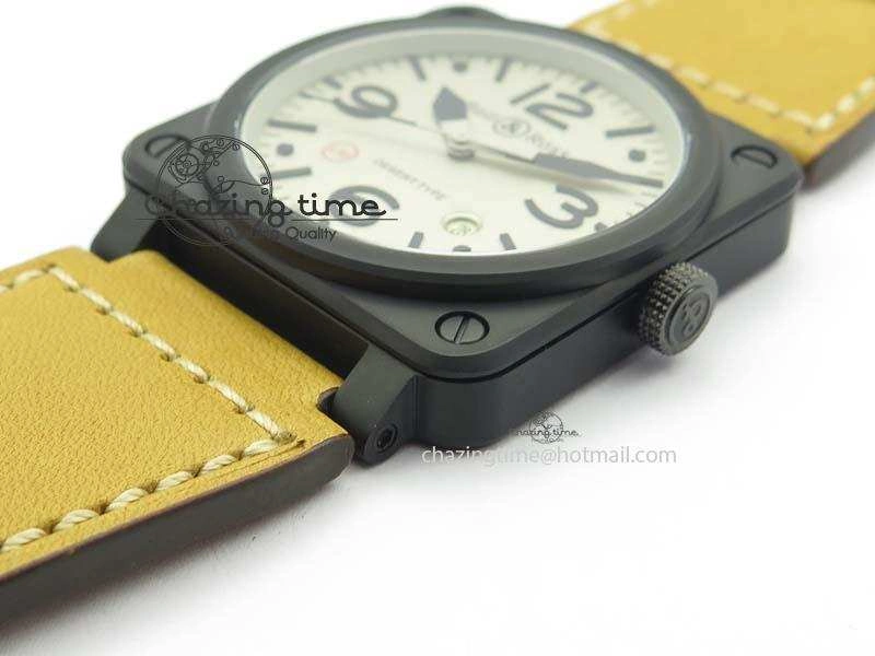 BR 03-92 PVD Case Cream Dial 42.5mm On Leather Strap MIYOTA 9015 V Fashionable 5236