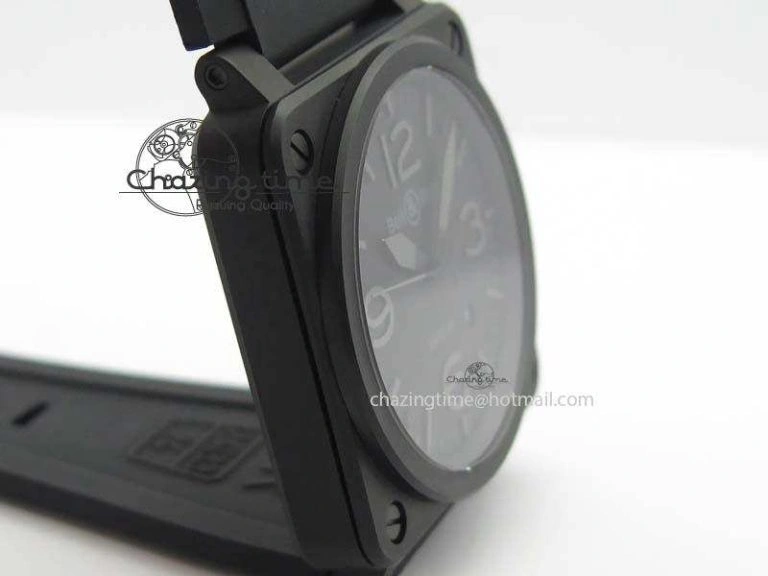 Resilient BR 03-92 PVD Case V2 42.5mm Black Dial On Rubber Strap MIYOTA 5221
