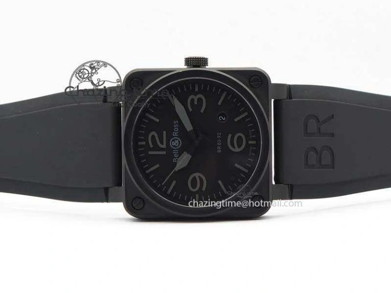 Resilient BR 03-92 PVD Case V2 42.5mm Black Dial On Rubber Strap MIYOTA 5221