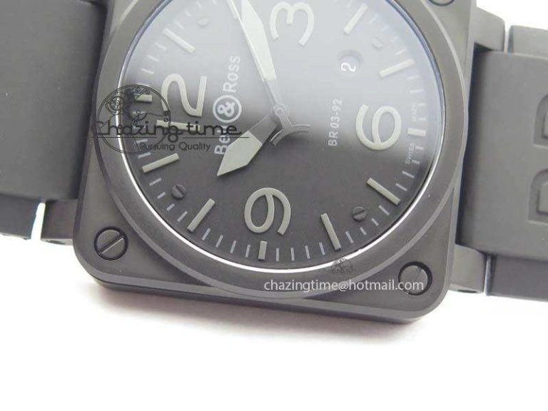 Resilient BR 03-92 PVD Case V2 42.5mm Black Dial On Rubber Strap MIYOTA 5221