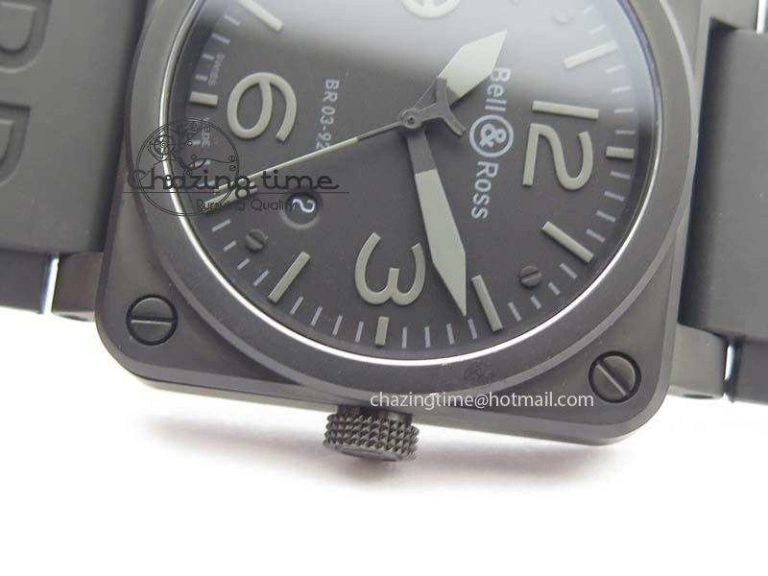 Resilient BR 03-92 PVD Case V2 42.5mm Black Dial On Rubber Strap MIYOTA 5221