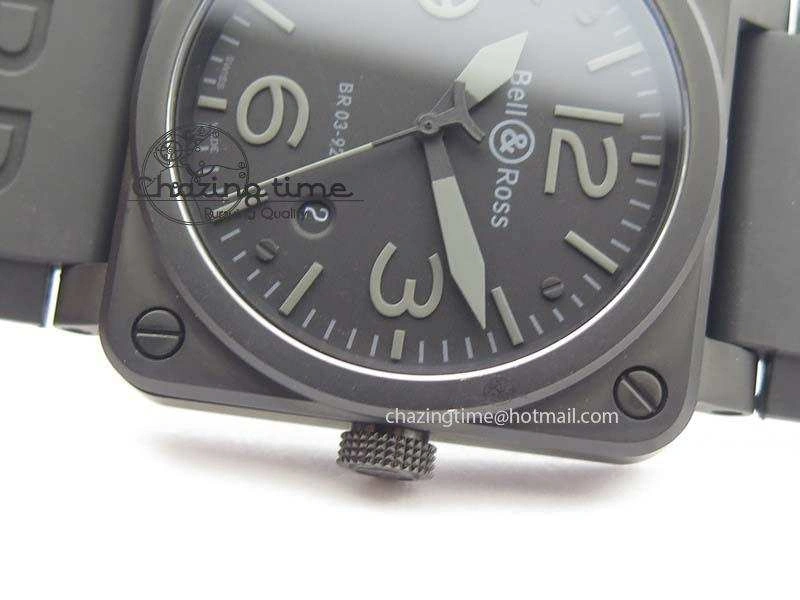 Resilient BR 03-92 PVD Case V2 42.5mm Black Dial On Rubber Strap MIYOTA 5221