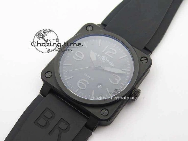 Resilient BR 03-92 PVD Case V2 42.5mm Black Dial On Rubber Strap MIYOTA 5221