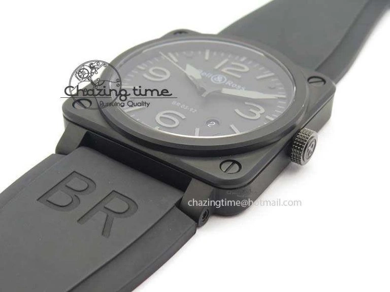Resilient BR 03-92 PVD Case V2 42.5mm Black Dial On Rubber Strap MIYOTA 5221