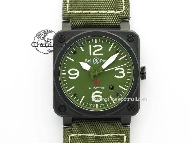 FlexibleFit BR 03-92 PVD Case V2 42.5mm Green Dial On Canvas Strap MIYOTA 5225