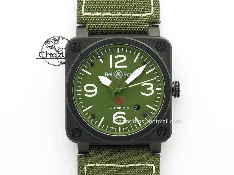 FlexibleFit BR 03-92 PVD Case V2 42.5mm Green Dial On Canvas Strap MIYOTA 5225