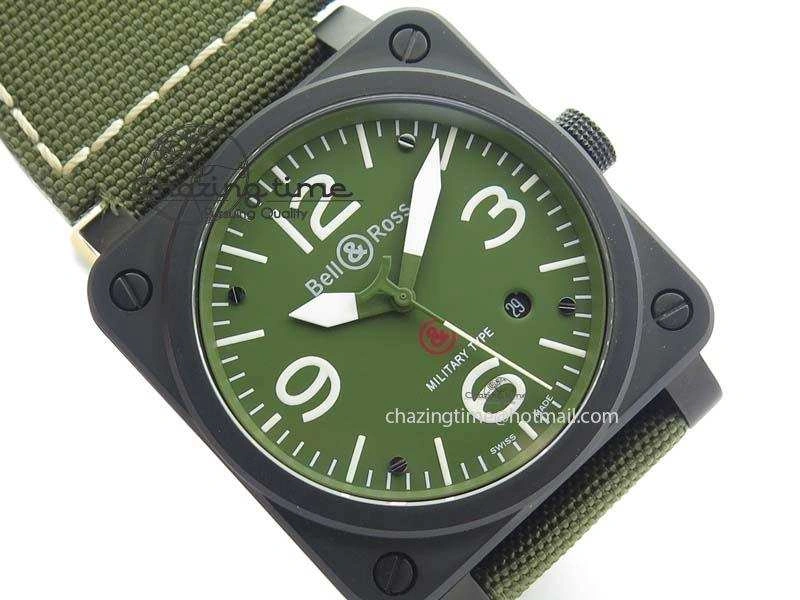 FlexibleFit BR 03-92 PVD Case V2 42.5mm Green Dial On Canvas Strap MIYOTA 5225
