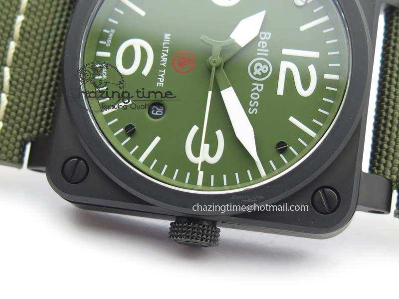 FlexibleFit BR 03-92 PVD Case V2 42.5mm Green Dial On Canvas Strap MIYOTA 5225