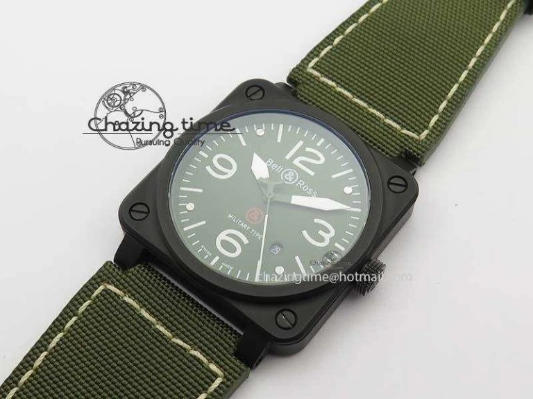 FlexibleFit BR 03-92 PVD Case V2 42.5mm Green Dial On Canvas Strap MIYOTA 5225