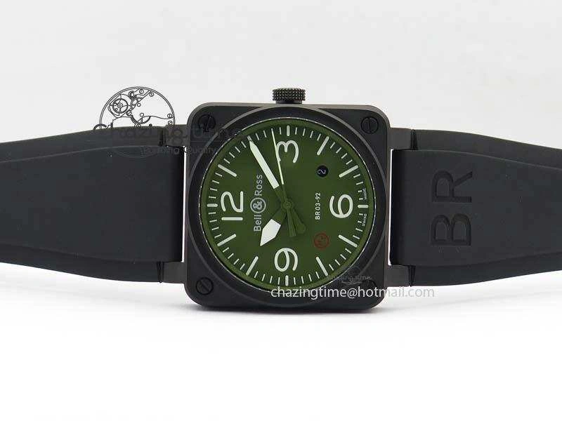 BR 03-92 PVD Case V2 42.5mm Green Dial On Rubber Strap MIYOTA Comfortable 5222