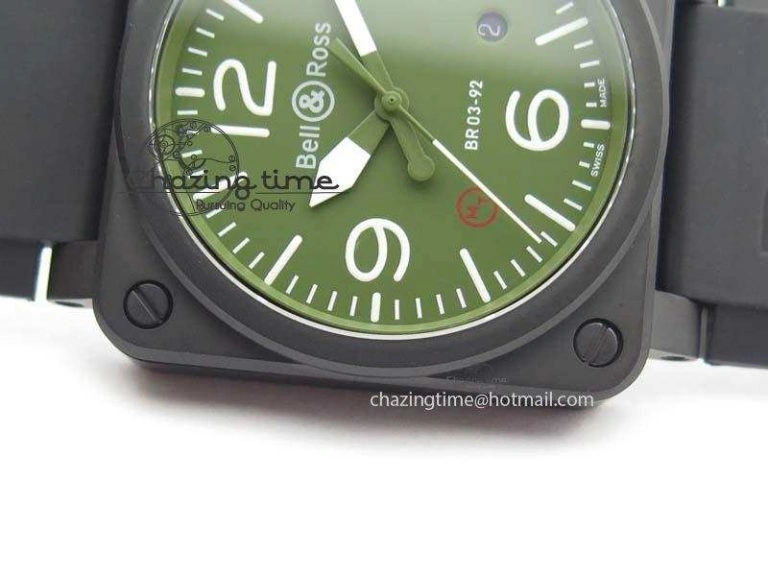 BR 03-92 PVD Case V2 42.5mm Green Dial On Rubber Strap MIYOTA Comfortable 5222