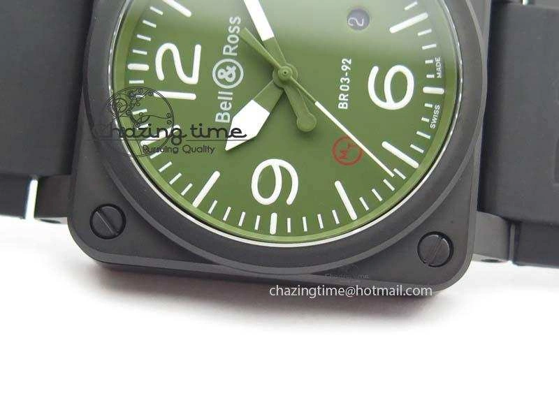 BR 03-92 PVD Case V2 42.5mm Green Dial On Rubber Strap MIYOTA Comfortable 5222