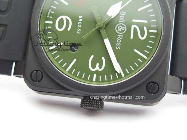 BR 03-92 PVD Case V2 42.5mm Green Dial On Rubber Strap MIYOTA Comfortable 5222