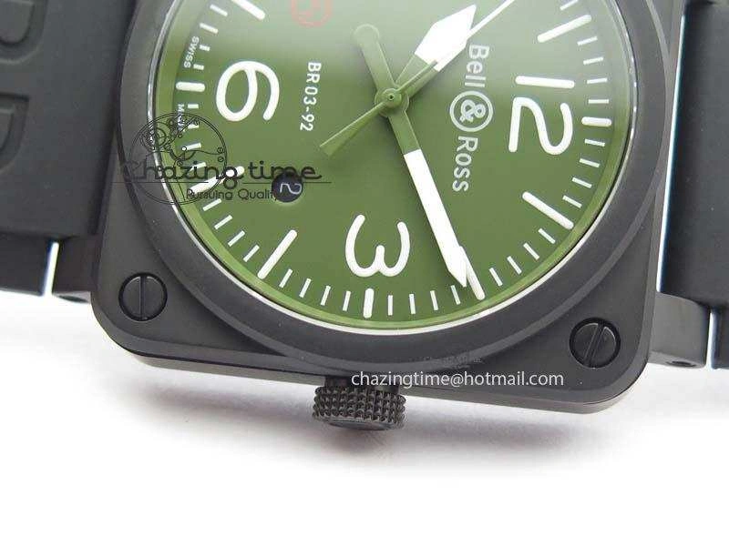 BR 03-92 PVD Case V2 42.5mm Green Dial On Rubber Strap MIYOTA Comfortable 5222