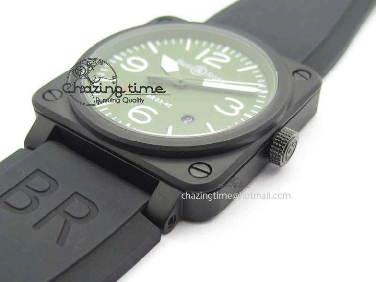 BR 03-92 PVD Case V2 42.5mm Green Dial On Rubber Strap MIYOTA Comfortable 5222