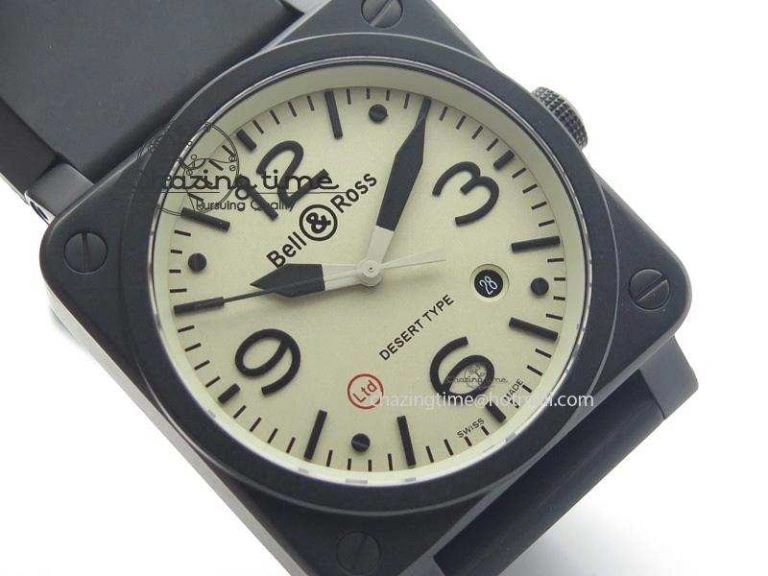 Compact BR 03-92 PVD Desert Type 42 mm On Black Rubber Strap MIYOTA 5241