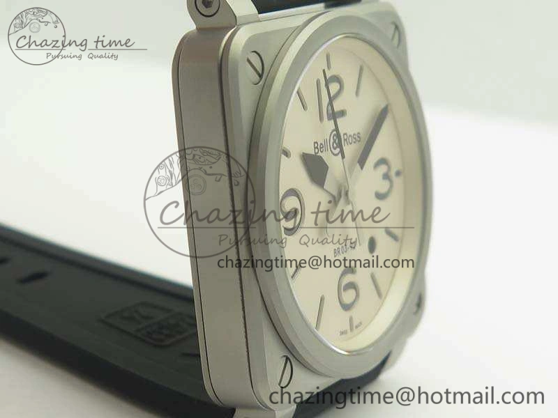 BR 03-92 SS 42.5mm Cream Dial On Rubber Strap MIYOTA9015 V Resilient 5188