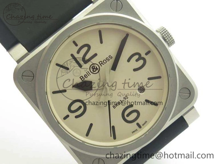 BR 03-92 SS 42.5mm Cream Dial On Rubber Strap MIYOTA9015 V Resilient 5188