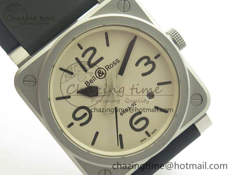 BR 03-92 SS 42.5mm Cream Dial On Rubber Strap MIYOTA9015 V Resilient 5188