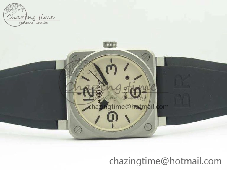 BR 03-92 SS 42.5mm Cream Dial On Rubber Strap MIYOTA9015 V Resilient 5188